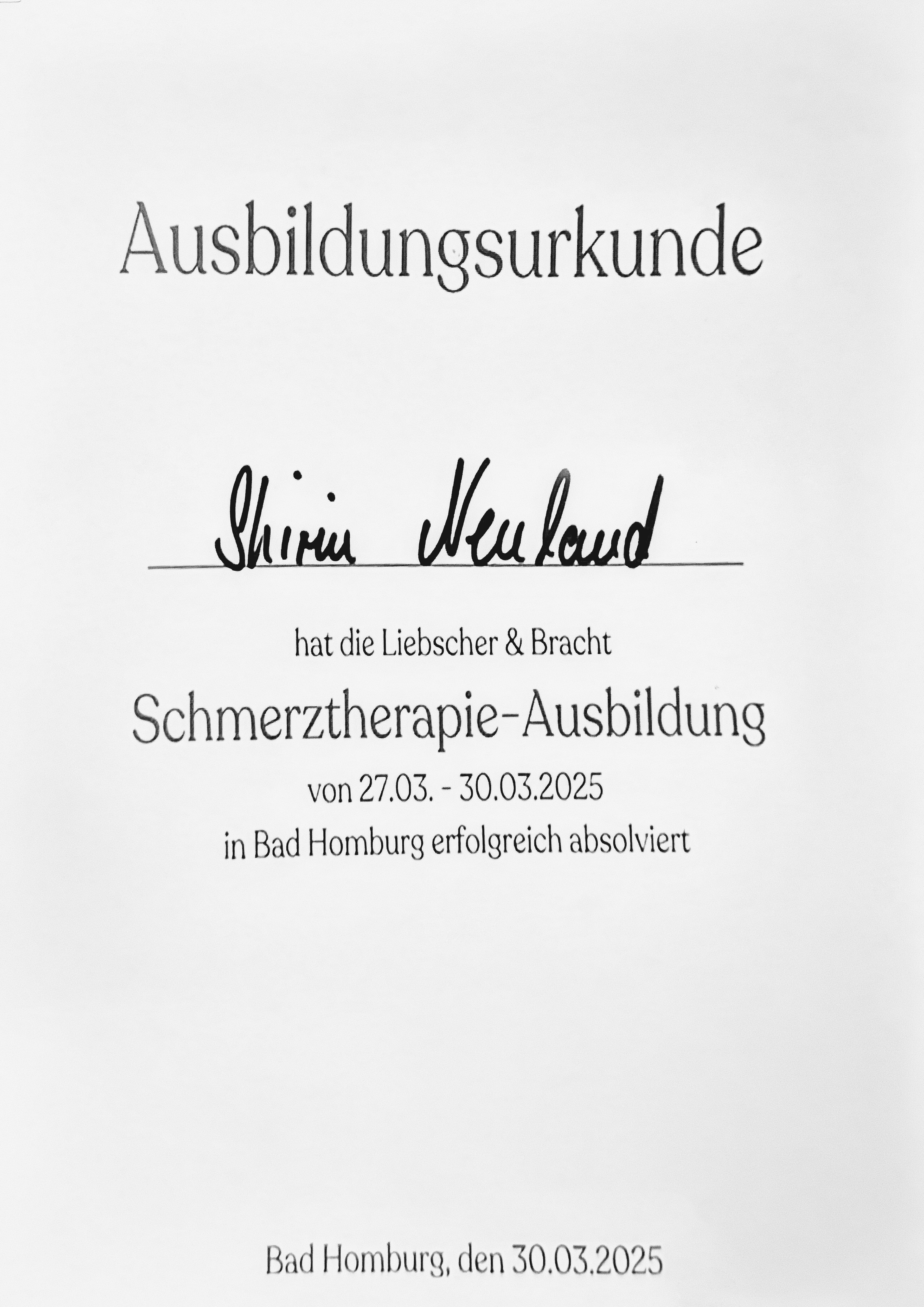 Liebscher & Bracht certificate